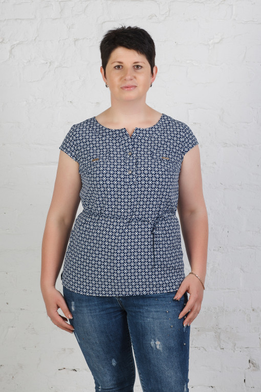 Стильная летняя женская блуза б-448 ромбик