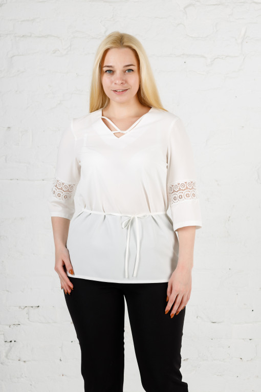 Элегантная женская блуза молочная б-907