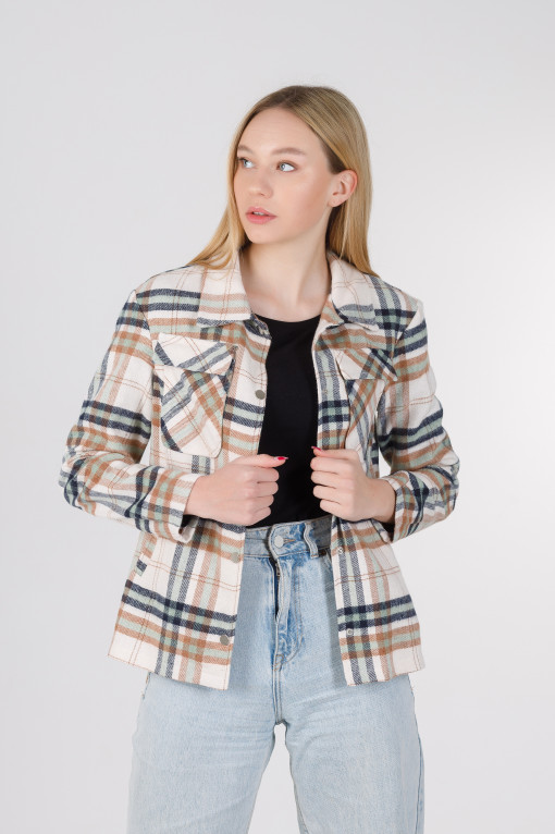 Весенняя рубашка-кардиган бежевая