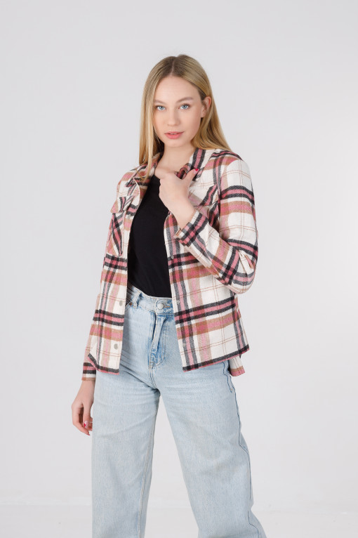 Весенняя рубашка-кардиган малина