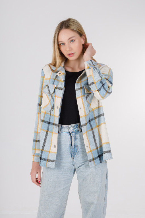 Весенняя рубашка-кардиган голубая