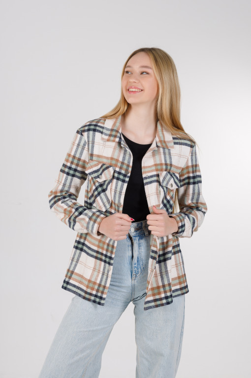 Весенняя рубашка-кардиган бежевая