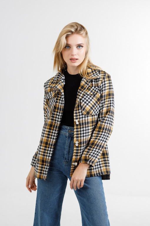 Кардиган-сорочка в клітинку Р947 жовтий