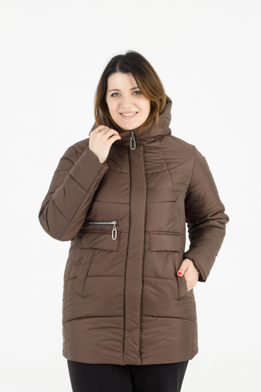 Женская куртка еврозима Фани шоколадного цвета