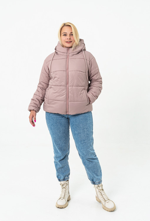Демісезонна жіноча куртка пудрового кольору Тахо батал