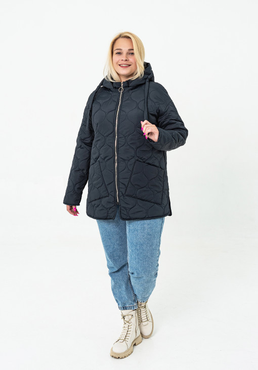 Осіння жіноча стьобана куртка синього кольору