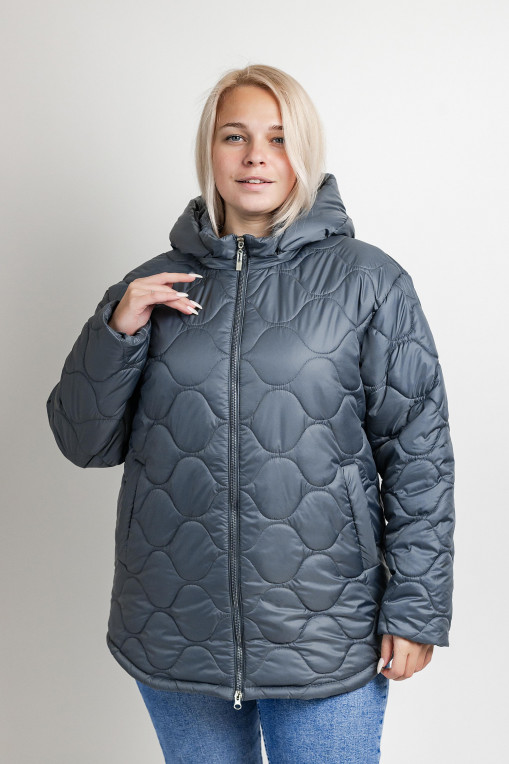 Осіння жіноча стьобана куртка графітового кольору
