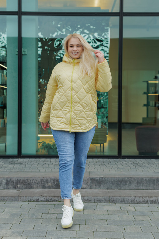 Демисезонная куртка бананового цвета к-287