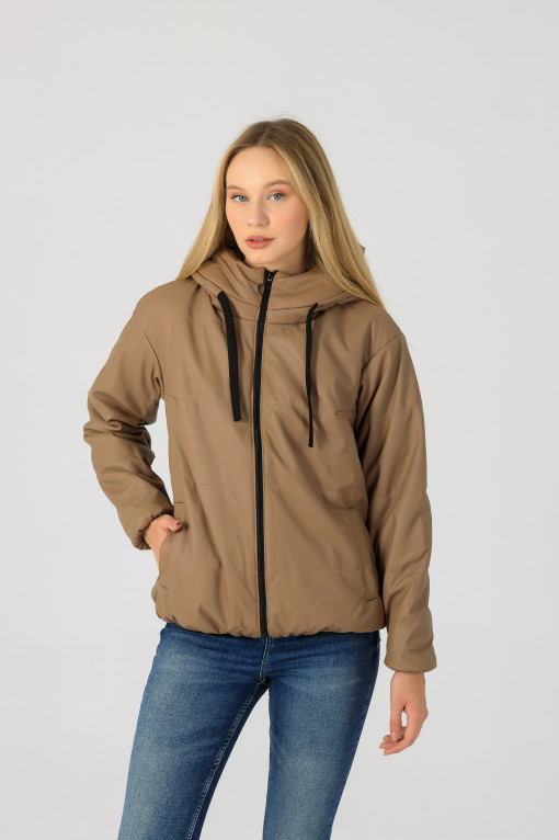 Демисезонная куртка из эко-кожи Тахо шоколад