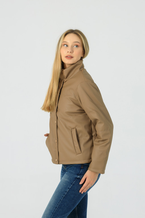 Куртка-жакет з еко-шкіри Тінка пісок
