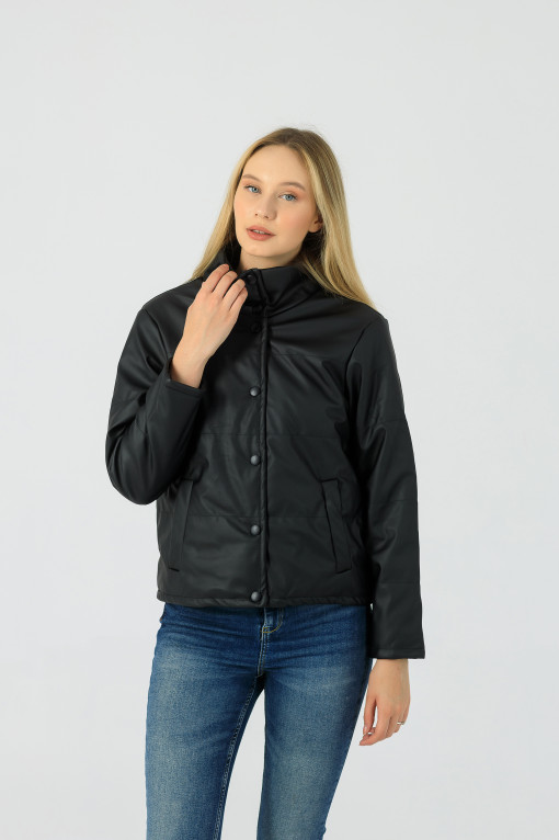 Куртка-жакет з еко-шкіри Тінка чорна