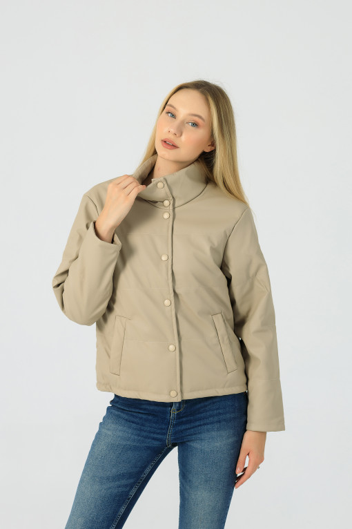 Куртка-жакет з еко-шкіри Тінка молочна