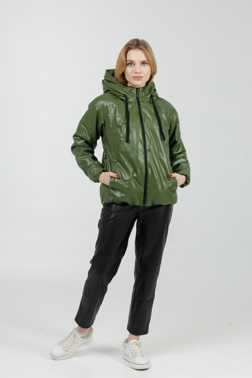 Демісезонна куртка з еко-шкіра Тахо зелена