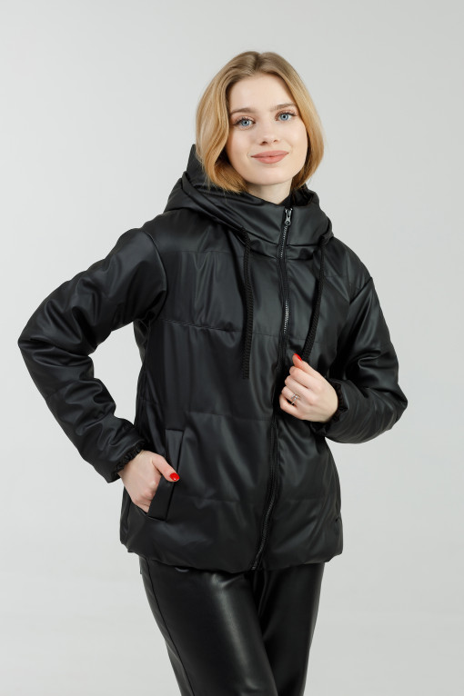 Демисезонная куртка из эко-кожи Тахо чёрная