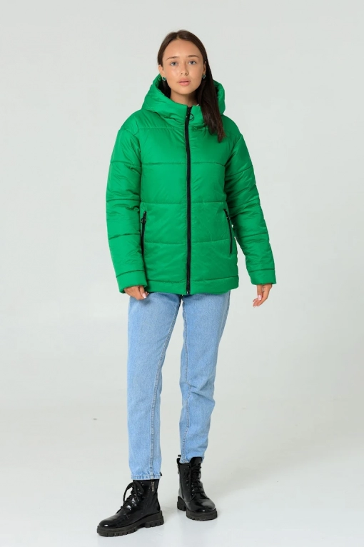 Осенняя женская куртка зелёного цвета к-230