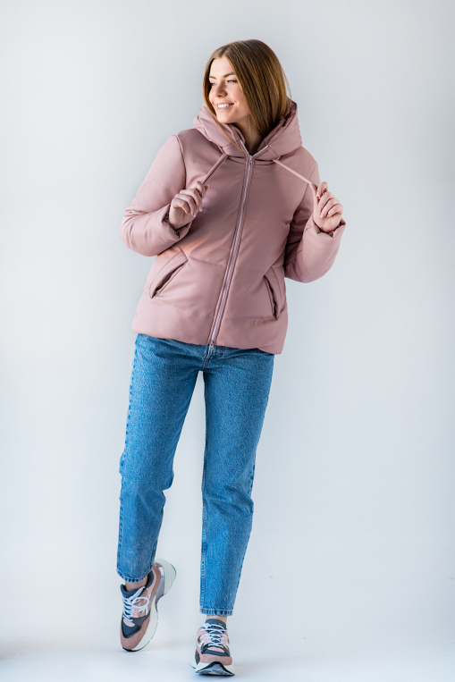 Напівспортивна  куртка для дівчини з еко-шкіри Тутсі рожева