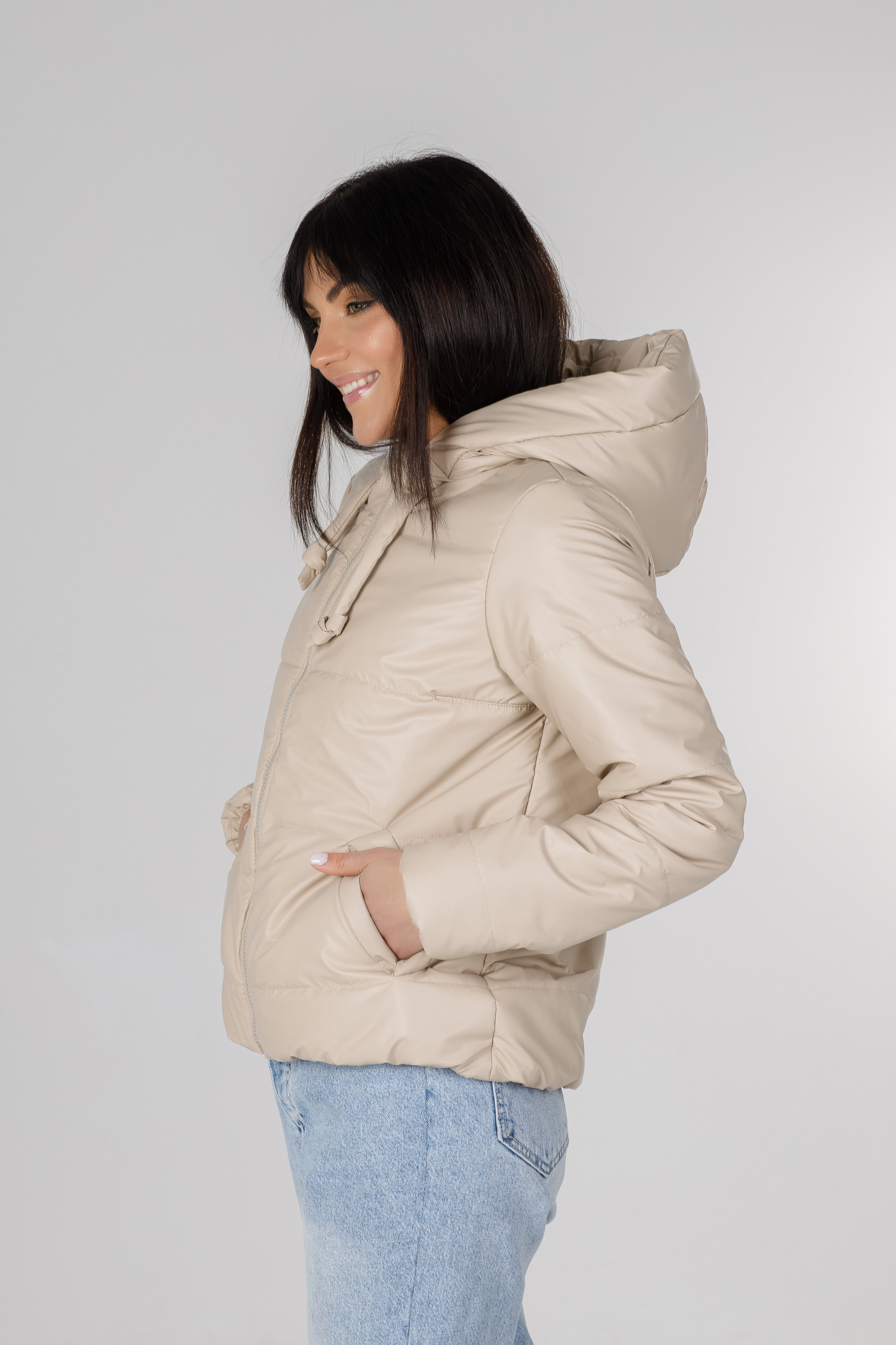 Молочна куртка для дівчини з еко-шкіри Франкі