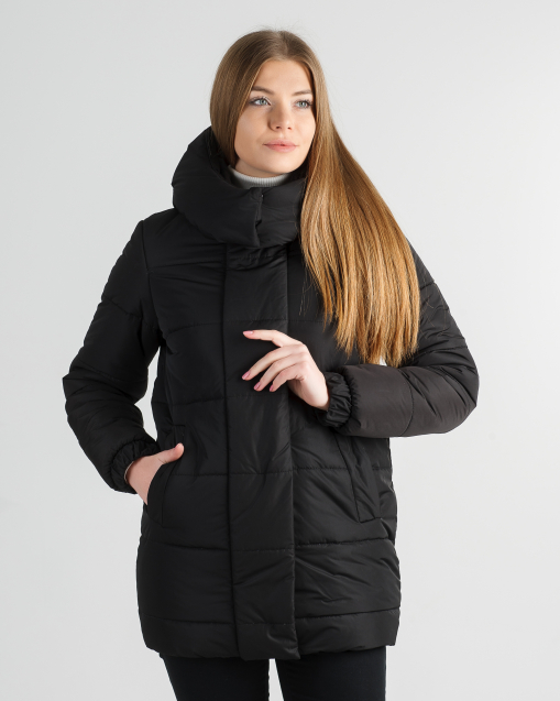 Зимняя удлинённая чёрная куртка для девушки Прада
