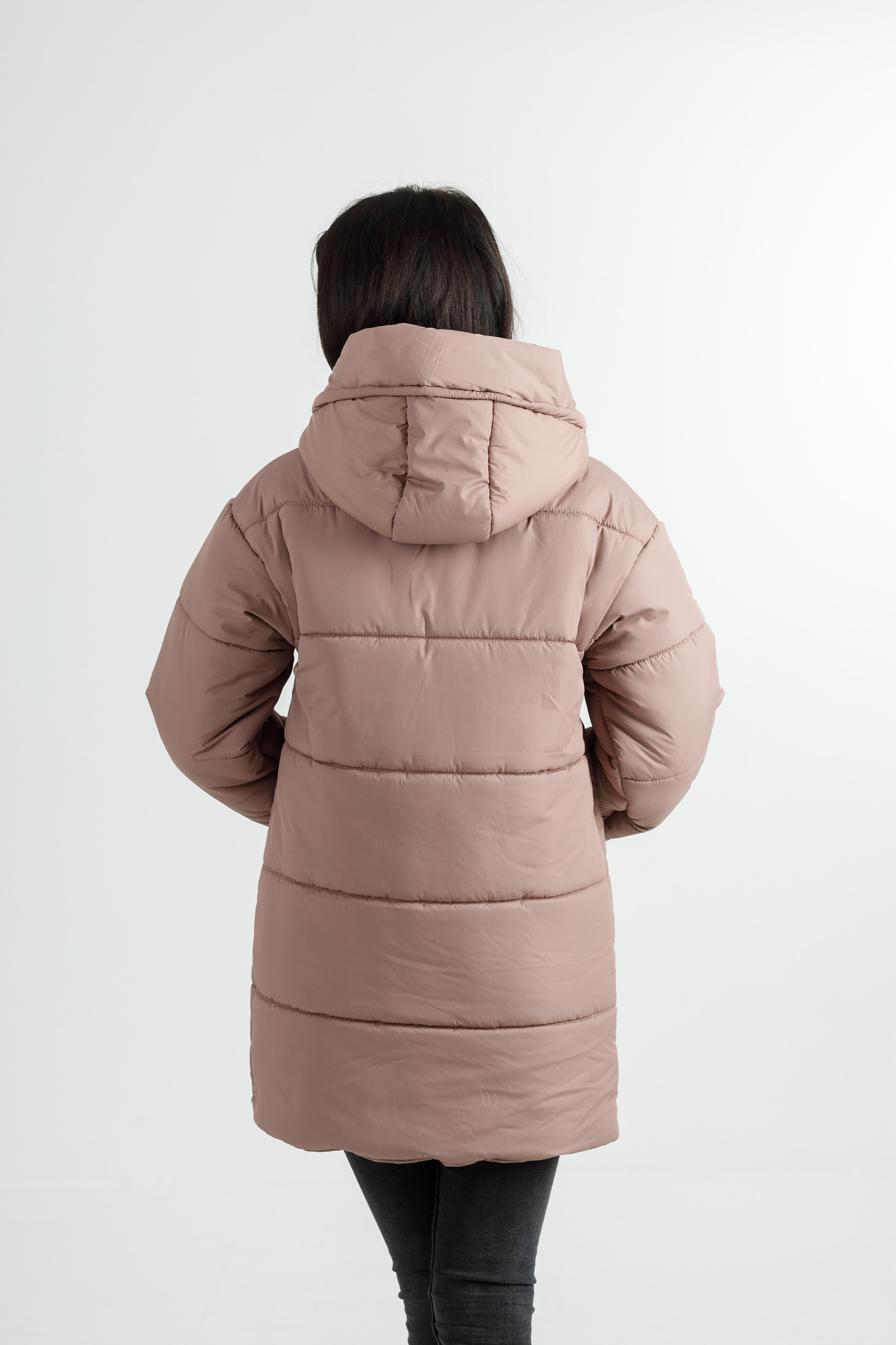 Удлинённая зимняя куртка для девушки Руди розовая