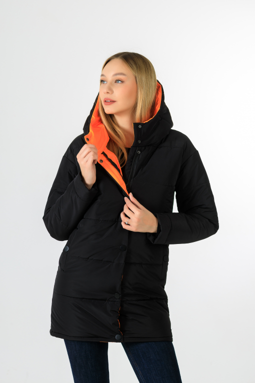 Зимняя куртка чёрного с оранжевим цвета Фреди