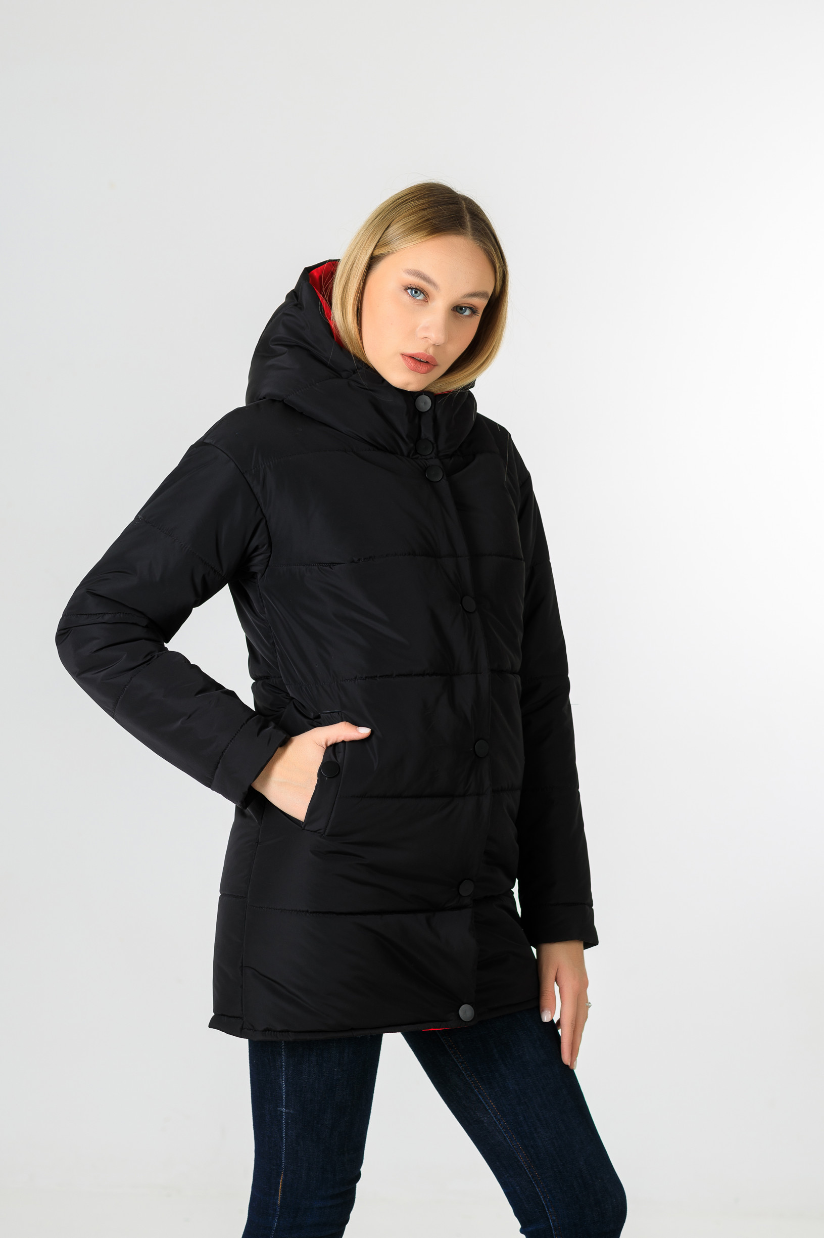 Зимняя куртка чёрного с красным цвета Фреди