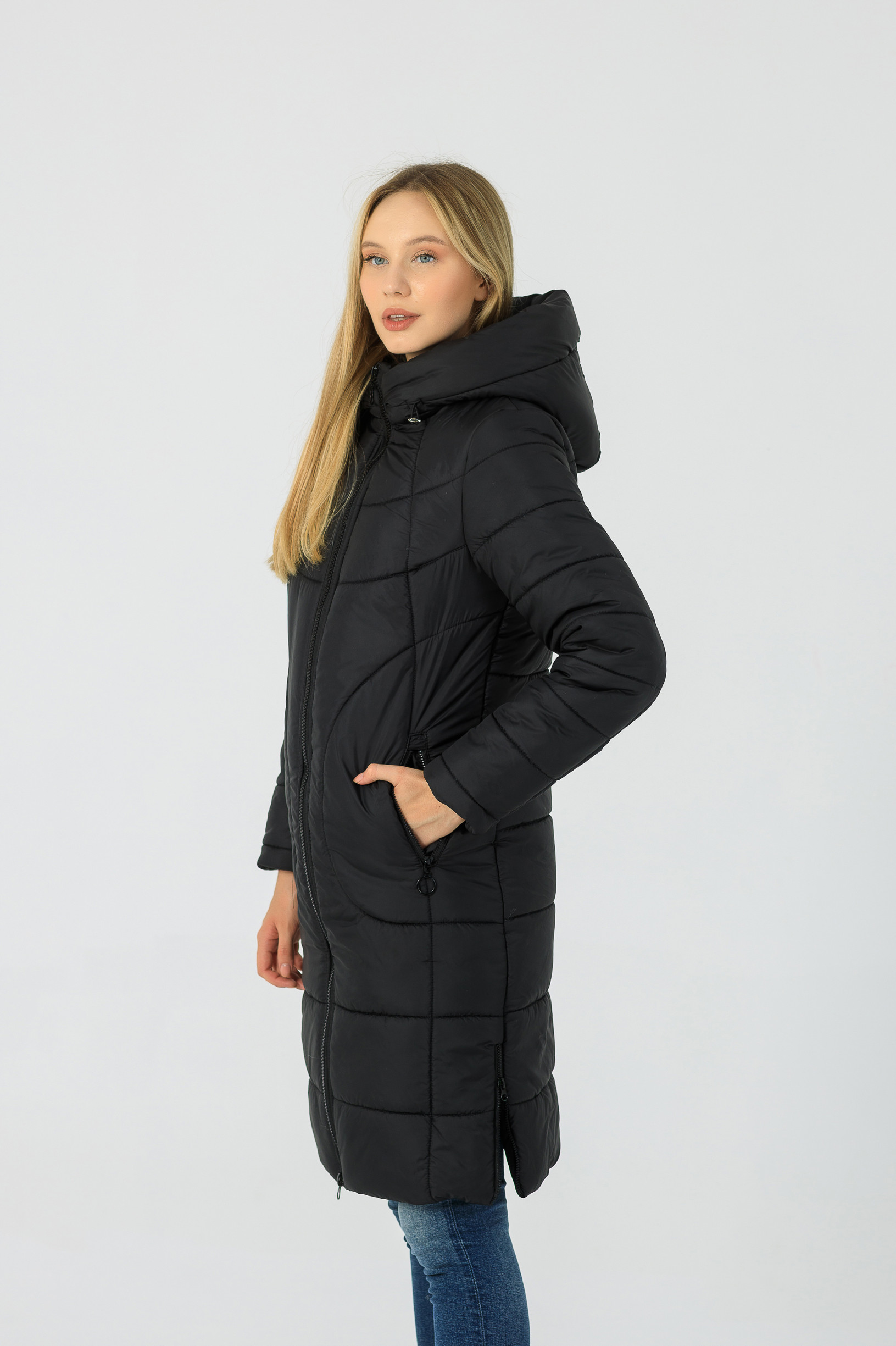 Зимове жіноче пальто Шейла чорного кольору