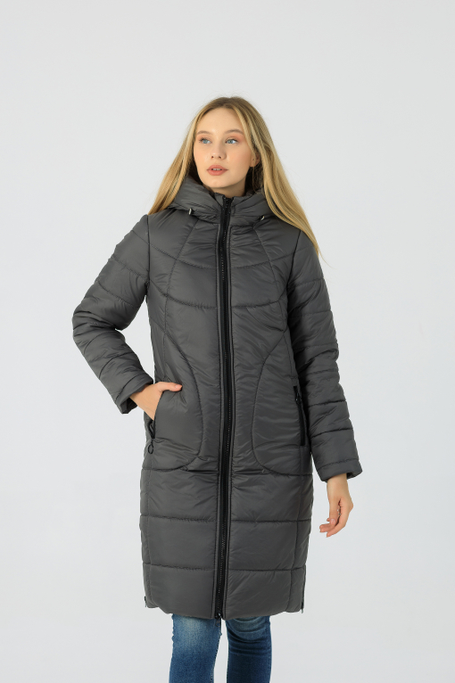 Зимове жіноче пальто Шейла сірого кольору