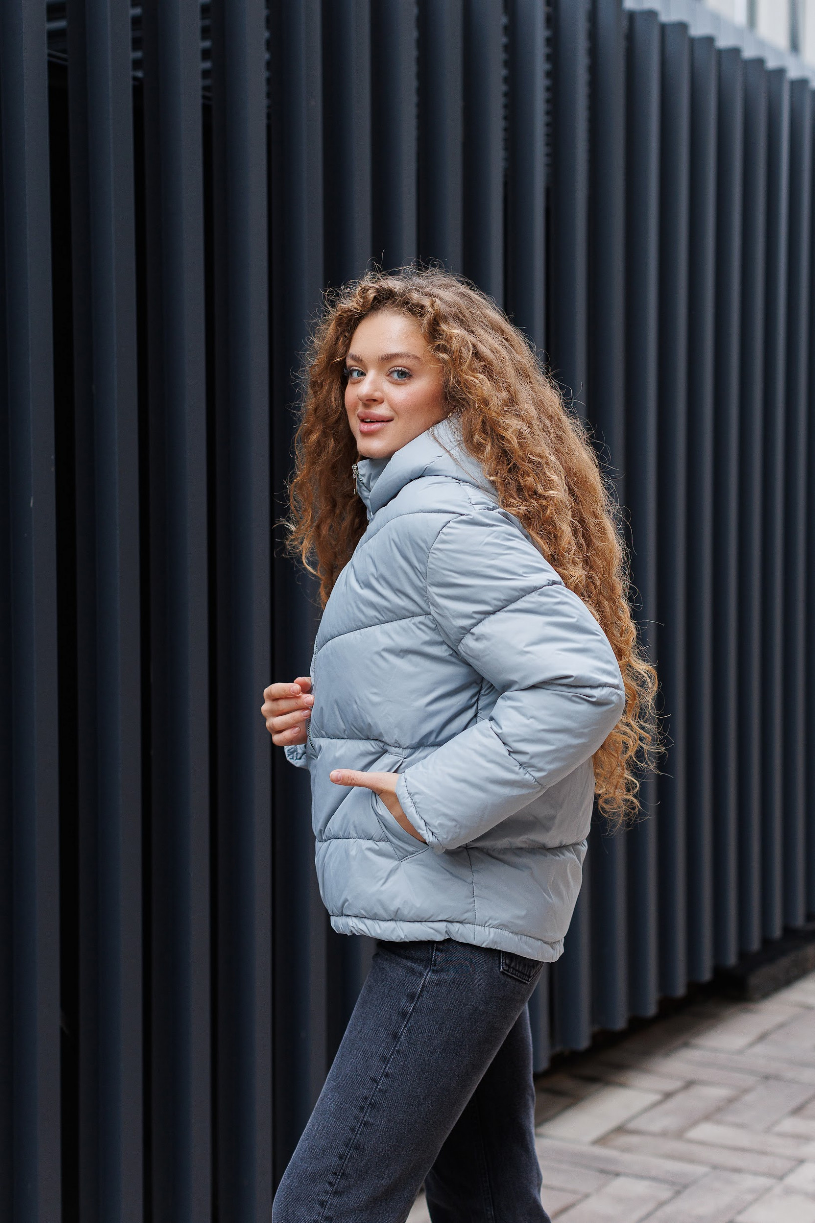 Зимовий молодіжний пуховик КП-340 блакитного кольору