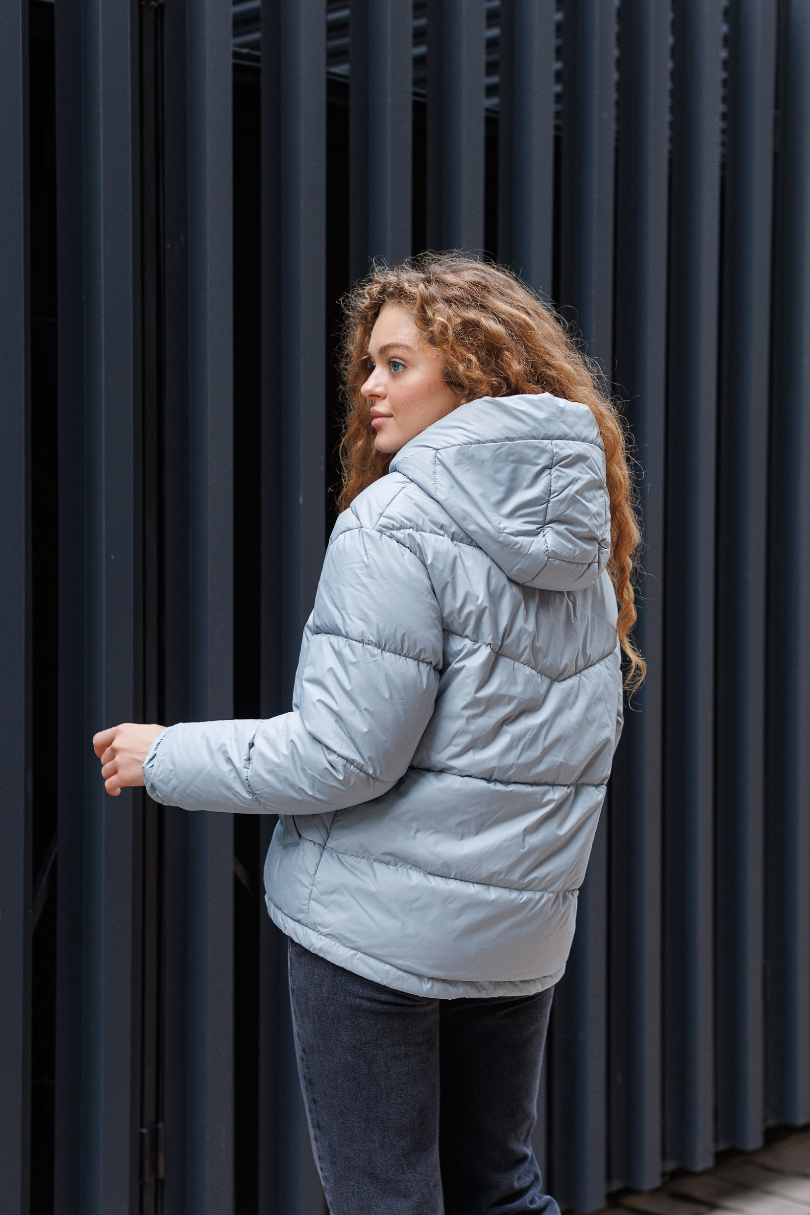 Зимовий молодіжний пуховик КП-340 блакитного кольору