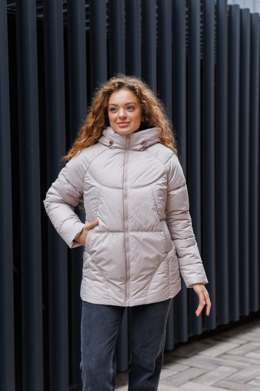 Зимовий молодіжний пуховик КП-356 пудрового кольору