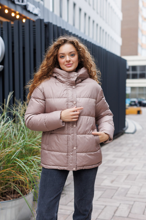 Зимовий молодіжний пуховик КП-343 бежевого кольору