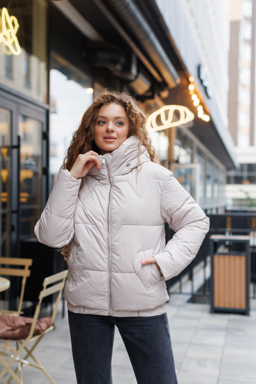 Зимовий молодіжний пуховик КП-348 пудрового  кольору