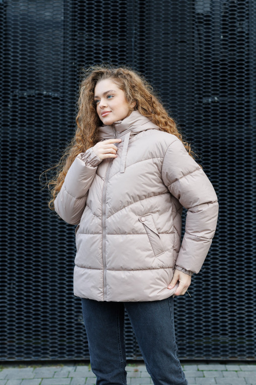 Зимовий молодіжний пуховик КП-363 бежевого кольору