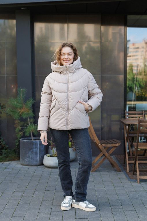 Зимовий молодіжний пуховик КП-357 бежевого кольору