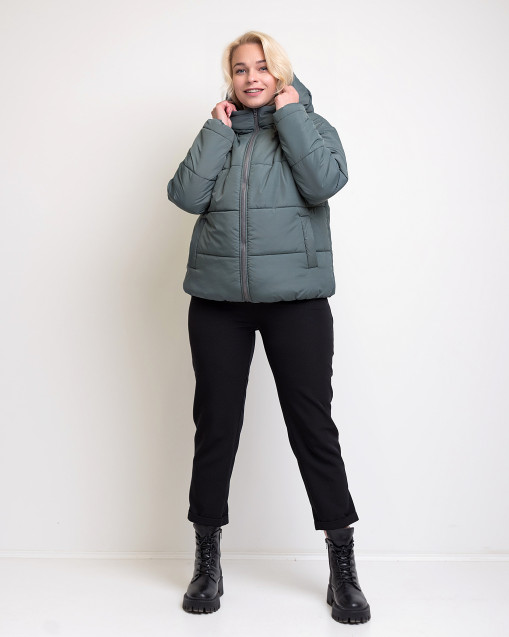 Зимова жіноча куртка зеленого кольору Тахо батал