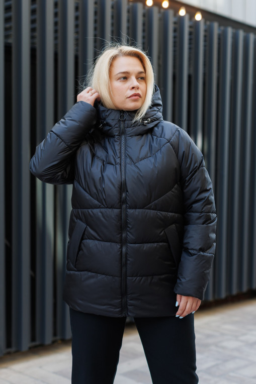 Зимовий пуховик КП-337 чорного кольору