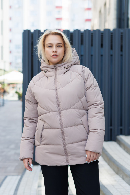 Зимовий пуховик КП-337 пудрового кольору
