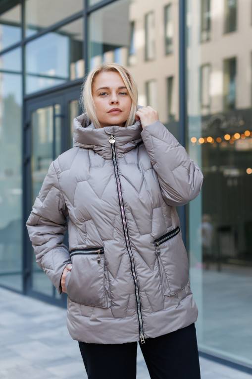 Зимовий пуховик КП-349 сірого кольору