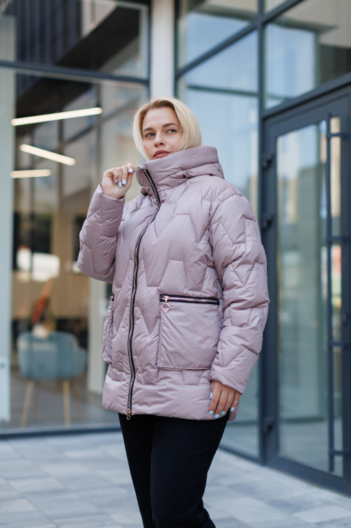 Зимовий пуховик КП-349 рожевого кольору