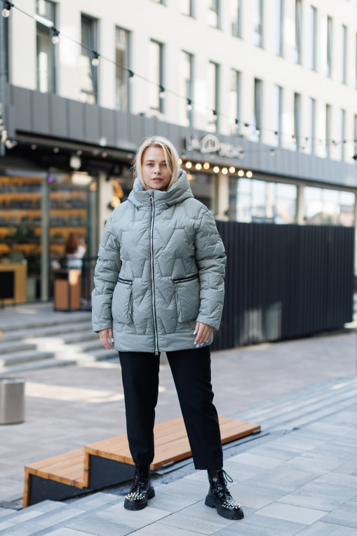 Зимовий пуховик КП-349 фісташкового кольору