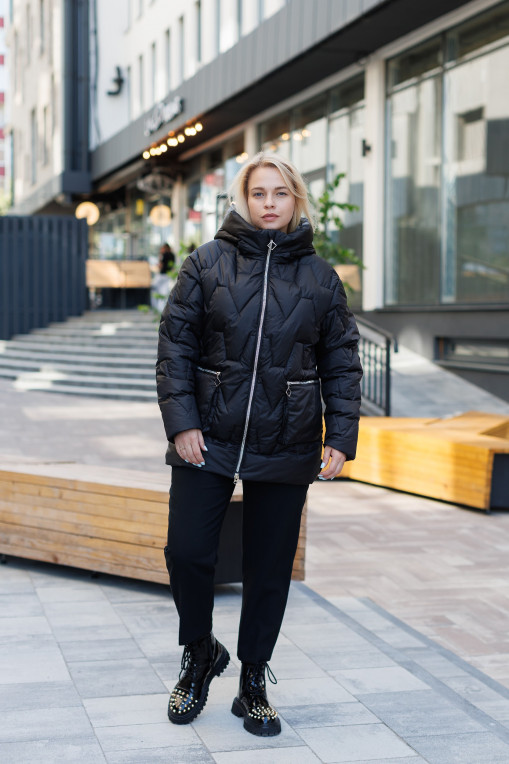 Зимовий пуховик КП-349 чорного кольору