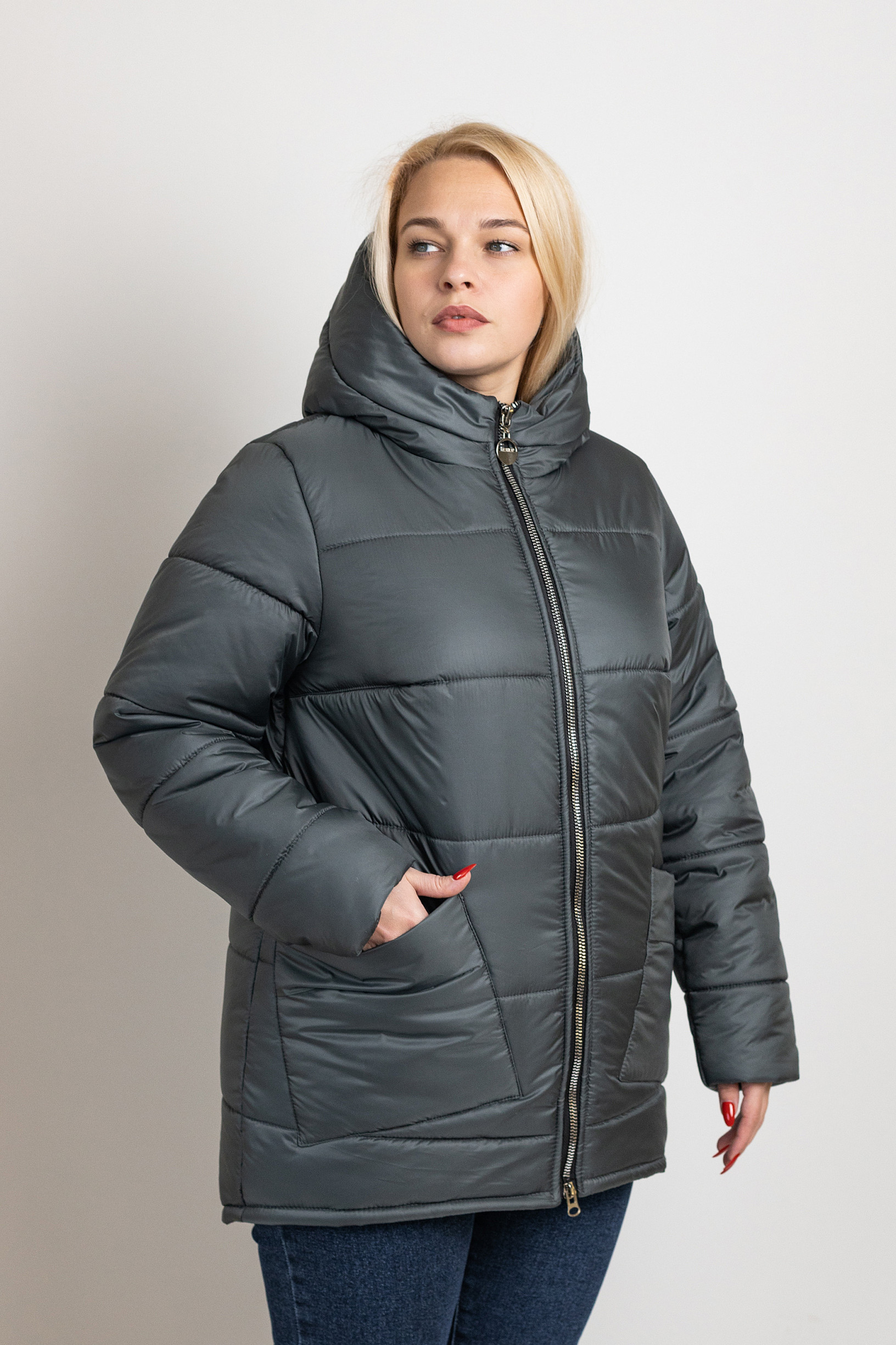 Зимова жіноча куртка бірюзова к-256