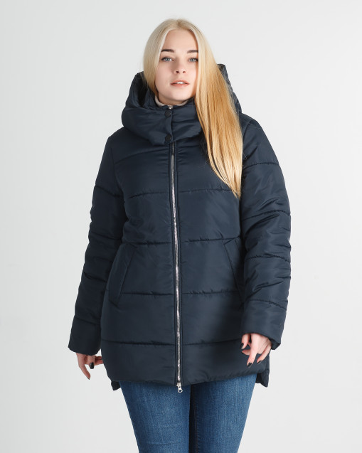 Зимова подовжена темно синя куртка Лінда