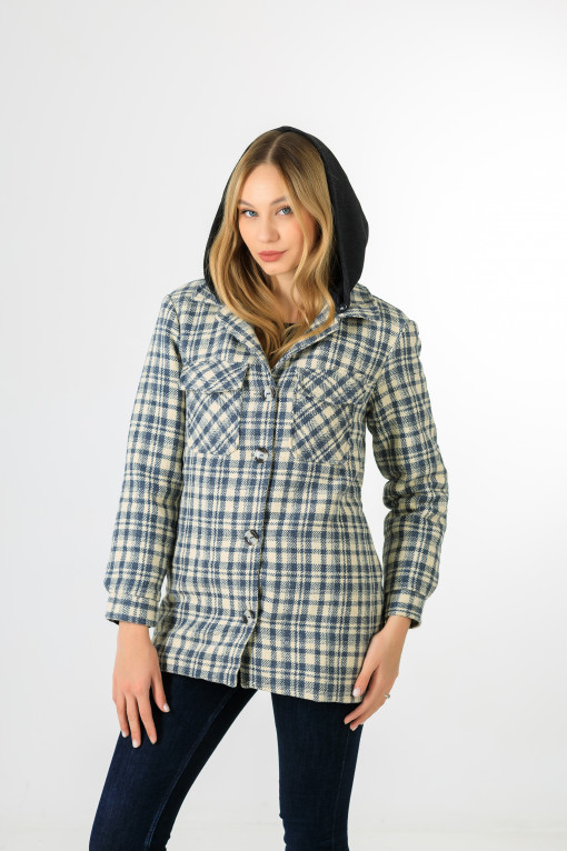 Демісезонне пальто сорочкового крою блакитне