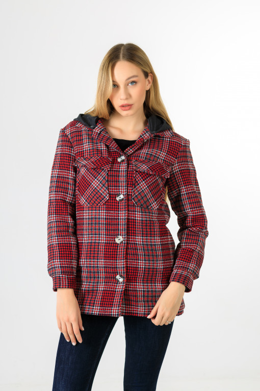 Демісезонне пальто сорочкового крою червоне