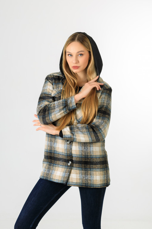 Демісезонне пальто сорочкового крою сіре