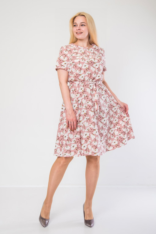 Нежное платье из софта п-897 розовое