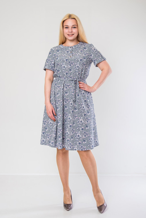 Нежное платье из софта п-897 серое